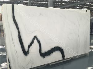 Panda White Marble Slabs&Tiles, Black Strong Abrabescato Vein/Chinese Landscape Painting Marble, Marble Landscape Pattern Good for Hotel Project/Stair