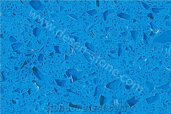 Quartz Stone Slabs&Tiles, Crystal Light Blue Quartz Stone Surface, Polished Artificial Stone Surface, Engineered Stone