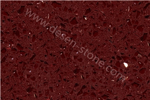Quartz Stone Surface, Crystal Dark Red Quartz Stone Slabs&Tiles, Engineered Stone Walling Tiles, Red Artificial Stone Surface for Kitchen/Bathroom