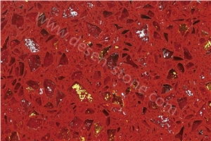 Red Quartz Stone Surface, Crystal Shining Red Quartz Stone