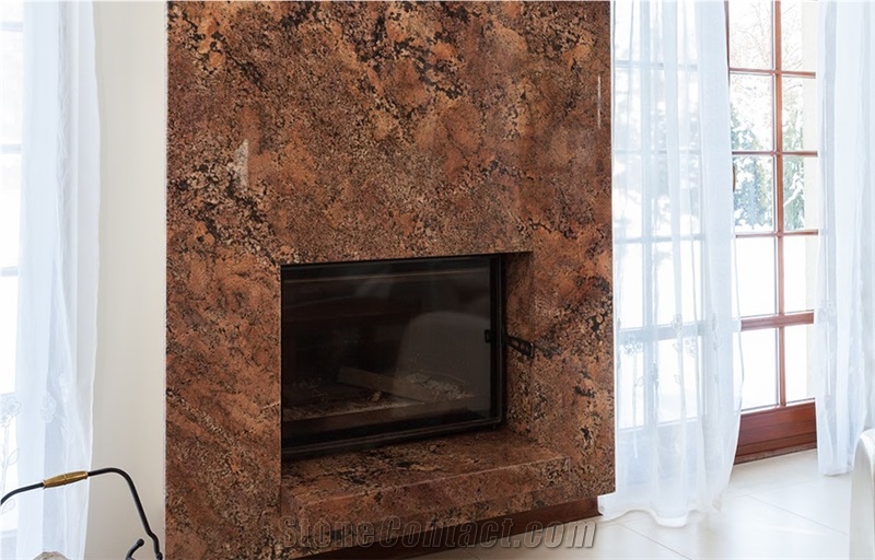 Bordeaux Fuji Granite Modern Fireplace Surround