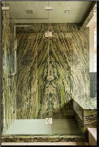 Verde Bamboo Quartzite Bathroom Renovation, Shower Design
