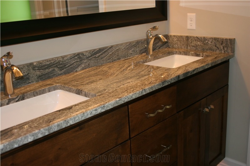 A Double Sink Vanity Top with Piracema White Stone