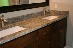 A Double Sink Vanity Top with Piracema White Stone