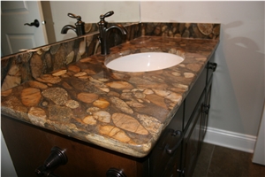 Vanity Top with Golden Marinace Stone and Euro Profile Edge