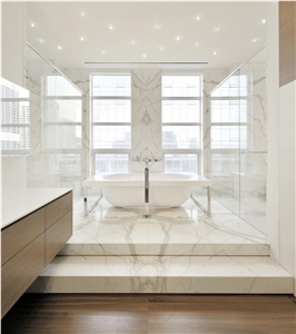 Calacatta Carrara White Marble Bathroom Design