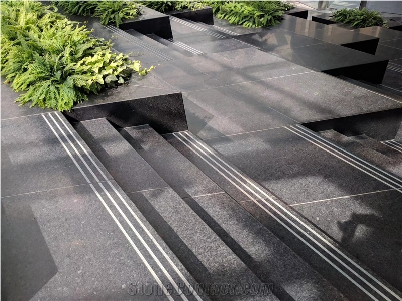 Angola Black Granite Stair Treads and Threshold