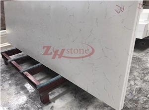 Carrara White Marble Looking Quartz Stone Slab Polished Kitchen Countertop,Custom Countertop