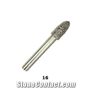 Vacuum Brazed Diamond Burs #16 - Medium Bullet
