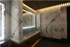 China Clivia Marble Polished Staircase,Machine Cutting Stepping,Clivia White Marble Green Veins for Hotel Floor Covering Stairs