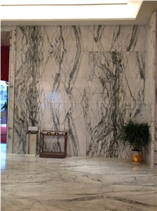 China Clivia Marble Polished Walling Tiles, Machine Cutting Slab,Clivia White Marble Green Veins for Hotel Lobby Floor Covering Pattern