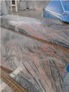 China Multicolor Juparana Red Spray Wave Granite Polished Slabs,Machine Cutting Tiles Panel for Wall Cladding,Interior Floor Stepping,Skirting Tiles