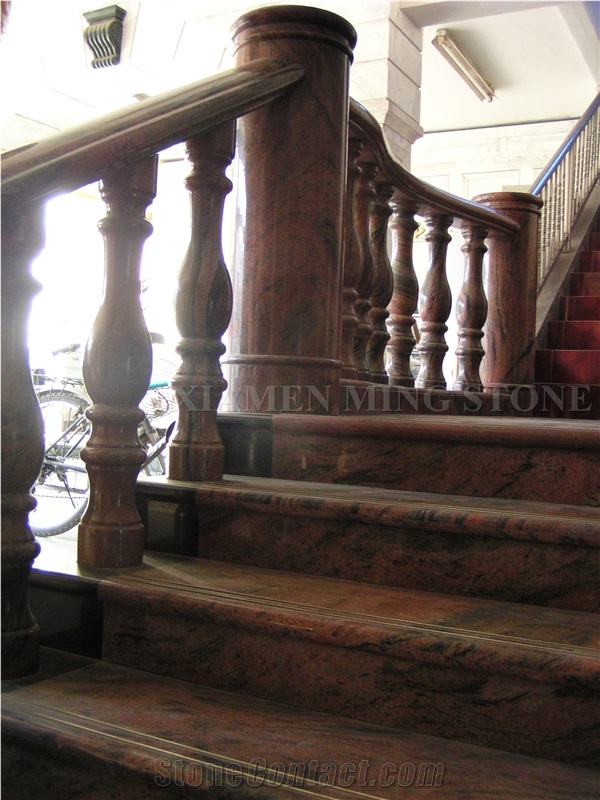 China Multicolor Juparana Red Spray Wave Granite Polished Staircase,Interior Floor Stepping Covering,Riser Home Decoration