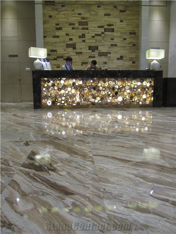 Forest Wood Brown Marble Highly Polished Slabs,Tile Panel Hotel Lobby Floor Covering Pattern