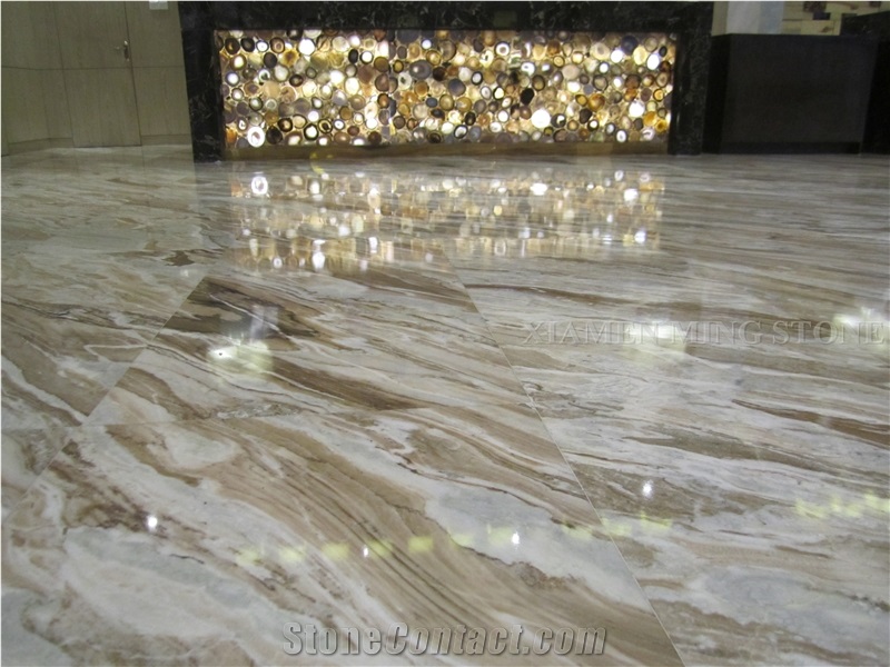 Forest Wood Brown Marble Polished Cutting Tile Panel Hotel Lobby Floor Covering Pattern,Brown Wooden Marble Slabs