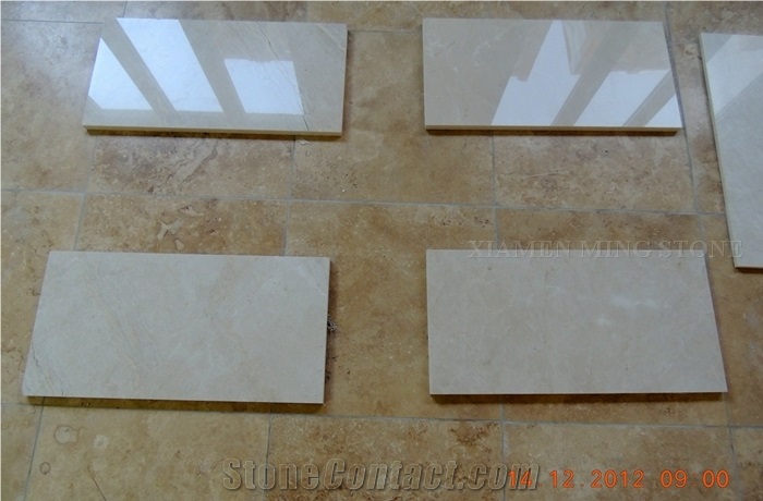 Free Sample Moon Ivory Beige Cream Marble Slabs Panel Honed, Machine Cutting French Pattern Wall Covering Project Tiles