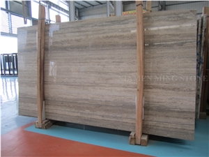 Free Sample Ocean Blue Silver Travertine Slabs Polished,Machine Vein Cutting Beige Travertino Panel Tiles Walling,Floor Stepping Pattern from Italy