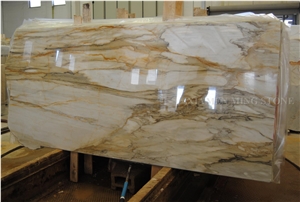 Highly Polished Calacatta Extra Gold Italy Marble Slabs,Machine Cutting Panel Tiles for Hotel Flooring Covering Pattern