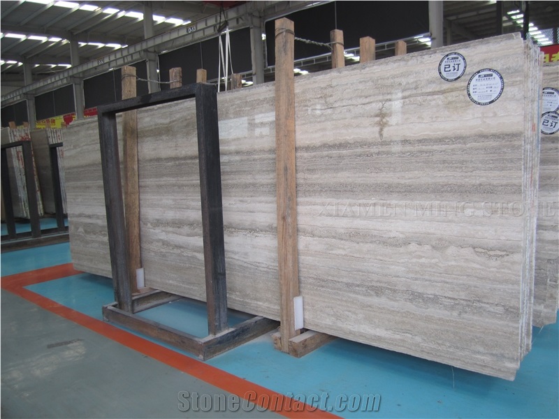 Italy Ocean Blue Silver Travertine Slabs Polished,Machine Vein Cutting Panel Tiles for Walling,Floor Stepping Pattern
