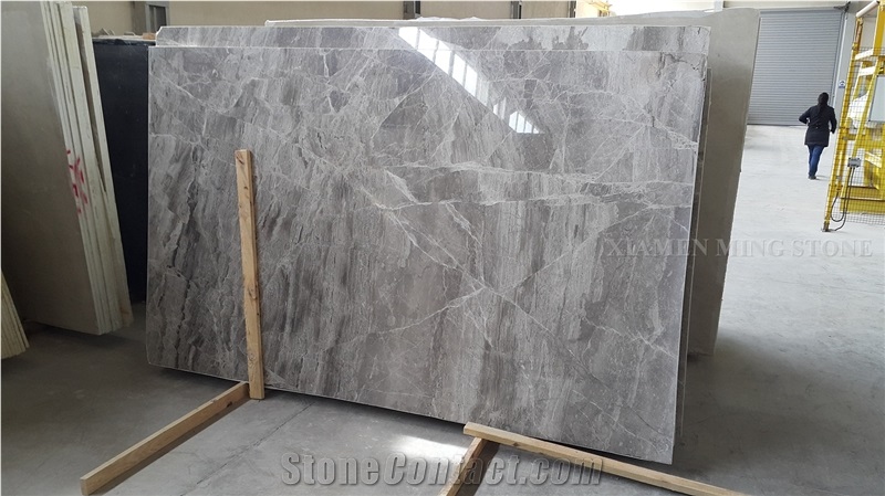 Mystic Grey Marble Polished Slabs,Machine Cutting Gris Panel Tiles for Wall Cladding,Hotel Lobby Floor Covering
