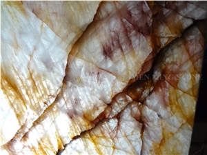 Precious Brazilian Crystal Marble Slabs,Brazil Yellow Golden Veins Marble Slabs,Tile Panel Flooring