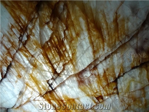 Precious Brazilian Crystal Marble Translucent Slabs,Brazil Yellow Golden Veins Marble Tile Panel Flooring