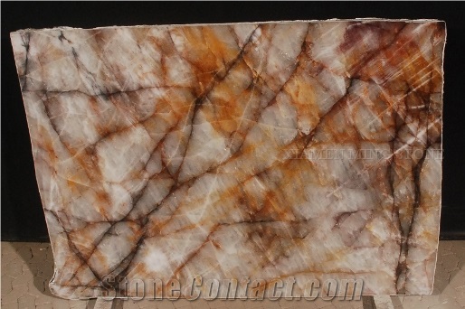 Precious Brazilian Crystal Marble Translucent Slabs Polished,Brazil Yellow Golden Veins Marble Tile Panel Flooring