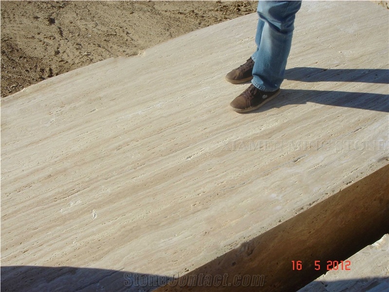 Turkey Beige Silver Travertine Slabs,Machine Vein Cutting Panel Tiles for Walling,Floor Stepping Pattern
