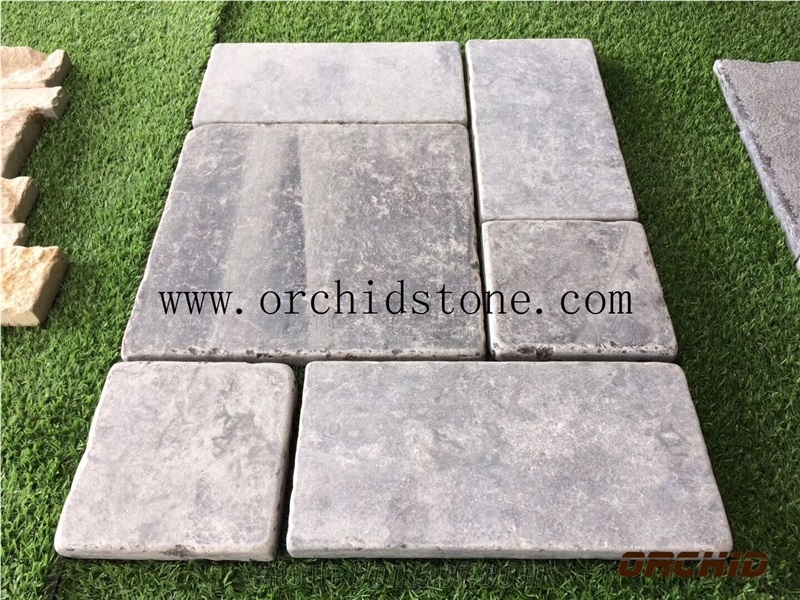 China Blue Limestone,Silver Valley Limestone,Honed &Tumbled Limestone Cubestone,Paving Stone,Cobble Stone for Flooring Wall Cladding,Cube Stone