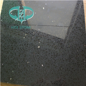 Black Star Quartz Stone Slabs & Tiles,Black Star Solid Surface Wall Cladding Tiles/Paving Tiles for Island Tops,Countertops,Worktops,Artificial Stone