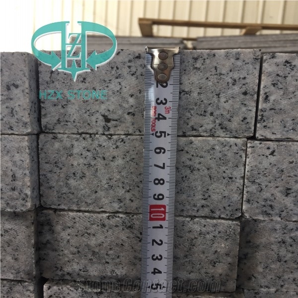 G603 China Grey Sesame Granite Cube Stone Cobble Pavers, Cheap Grey Granite Paverment for Exterior Garden Stepping