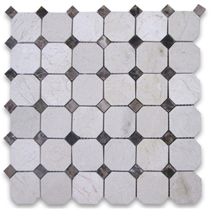Beige Natural Stone Decorative Wall Limestone Mosaic Pattern Tile