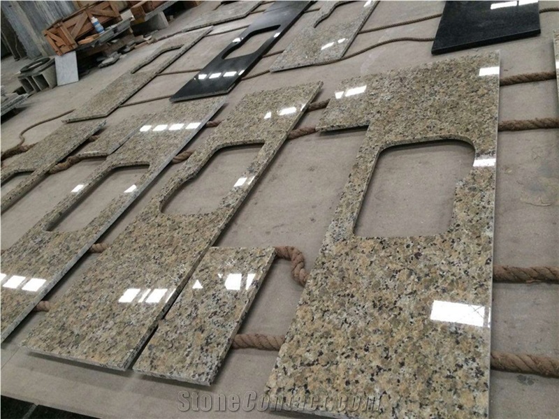 China Supplier Custom Design Butterfly Yellow Granite Stone Countertop