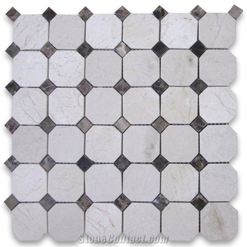 Crema Marfi Marble Mosaic Design, Mosaic Pattern Tiles for Wall Covering