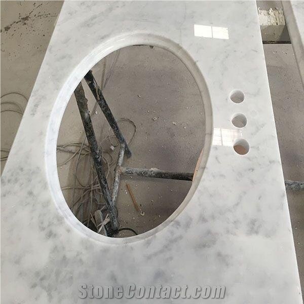 Custom Design Natural Stone Material White Marrble Countertop for Kitchen Worktop