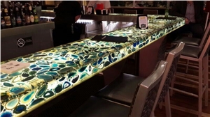 Custom Kitchen Island Tops Semi Precious Countertops Blue Agate Kitchen Island