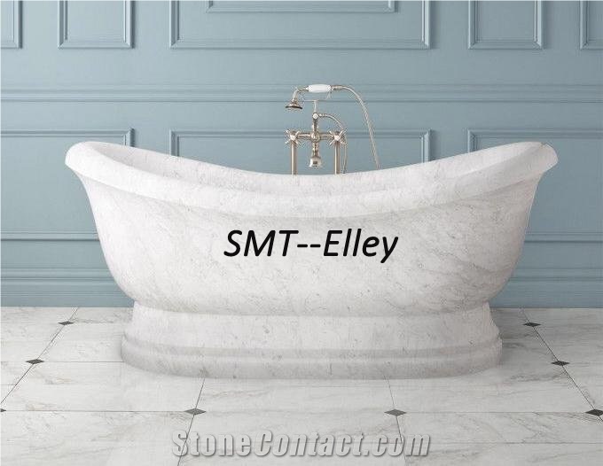 Customized Design Natural Stone Bath Tub White Marble Statuario Bathtub for Bathroom