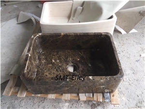Customized Solid Surface Marble Sink Curved Edge Vessel Sinks for Bathroom Marble Carrara C