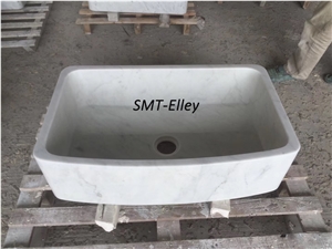 Customized Stone Basin for Bathroom Bianco Carrara C Farm Sinks