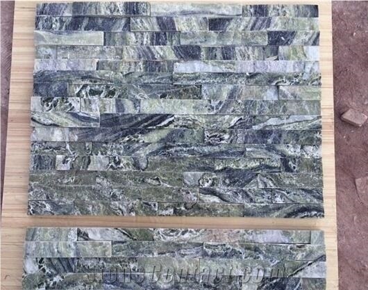 Green Marble Cultured Stone as Indoor and Ourdoor Wall Cladding Tiles,Split Face Ccultured Stone for Feature Wall Decoration