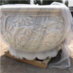 High Quality Handcraft White Marble Flower Pot Planter for Landscaping Decoration