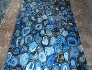 Luxury House Decoration Semi Precious Blue Agate Amethyst Gem Stone Slab