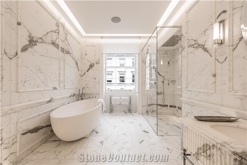 Luxury Marble Bathtub Panels Calacatta Oro Marble Surround Decks for Hotel Bathtub