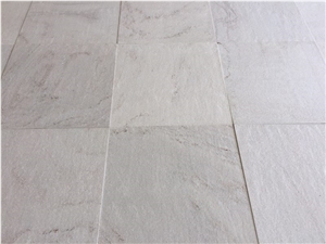 Natural Grey Quartzite Flooring Tiles,Flamed Surface White Quartzite Wall Corveing Tiles