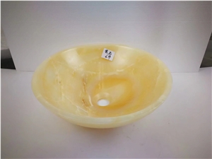 Onyx Wash Basins Light Yellow Onyx Solid Surface Sink for Bathroom