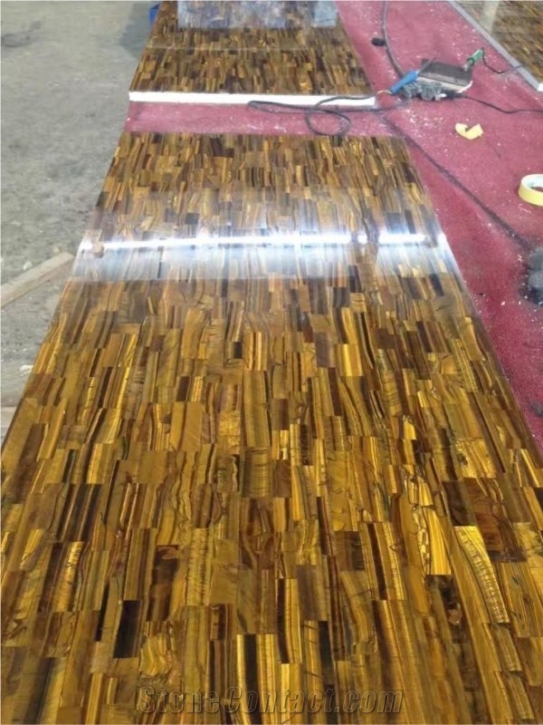 Tiger Eye Gold Stone Custom Countertops Semi Precious Stone Tiger Eye Bar Top,Commercial Counters for Project