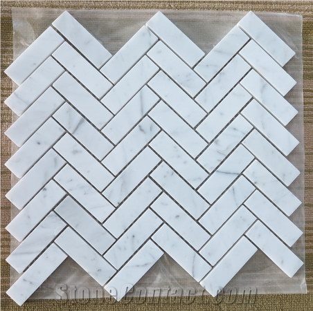 Wall Decorative Natural Stone Marble Mosaic Pattern Herringbone Tiles for Interior Decoration