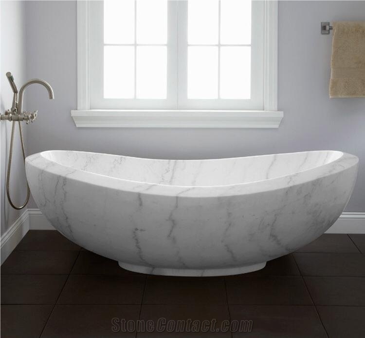 Wholesale Hand Carve Natural Free Standing Carrara Marble Bathtub
