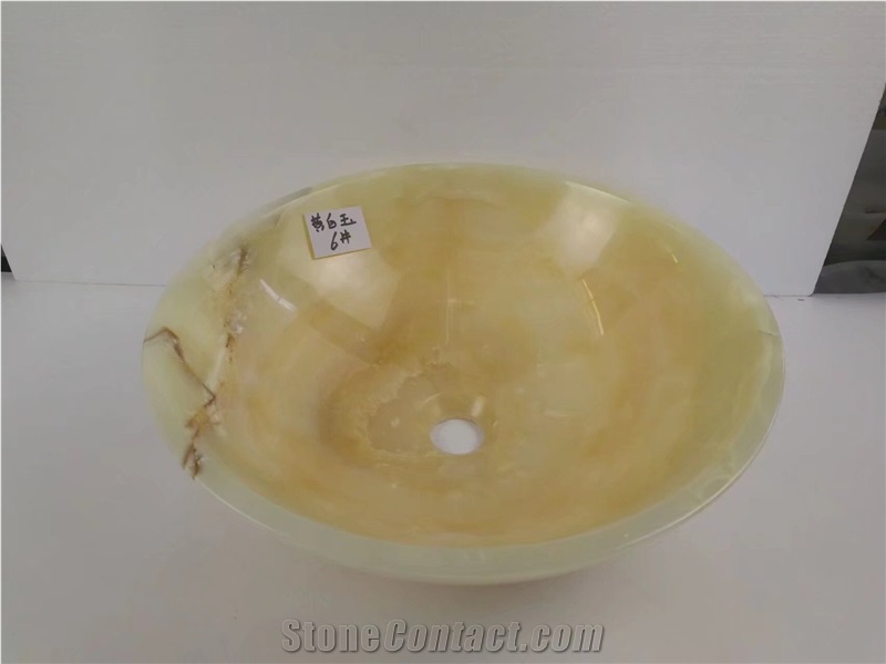 Yellow Onyx Wash Bowls for Bathroom Sink from China