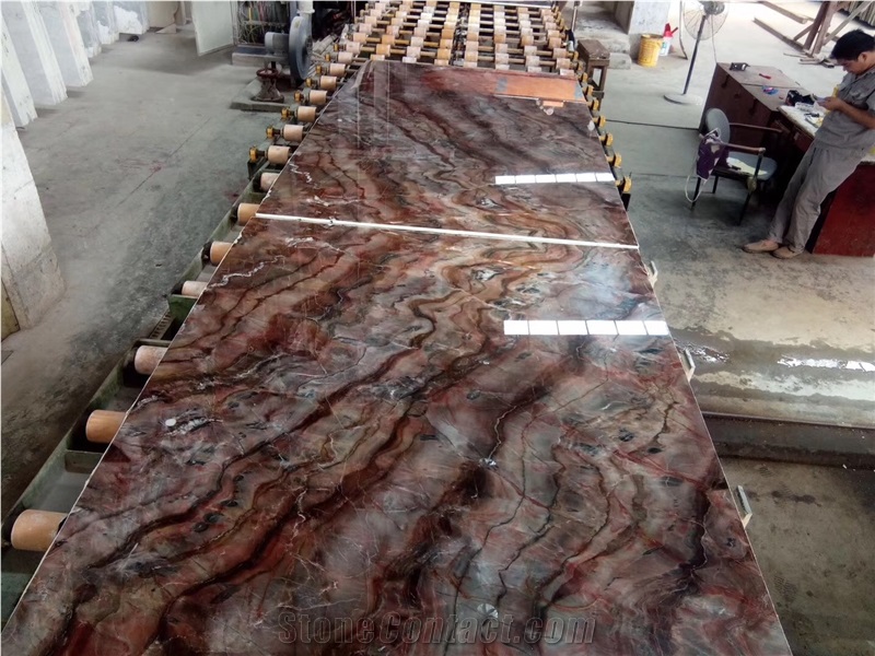 China Red Onyx Big Slabs Price Tiles for Floor ,Covering ,High Polished Hotel Flooring ,The Newest Natural Onyx Stone for Walling ,Building